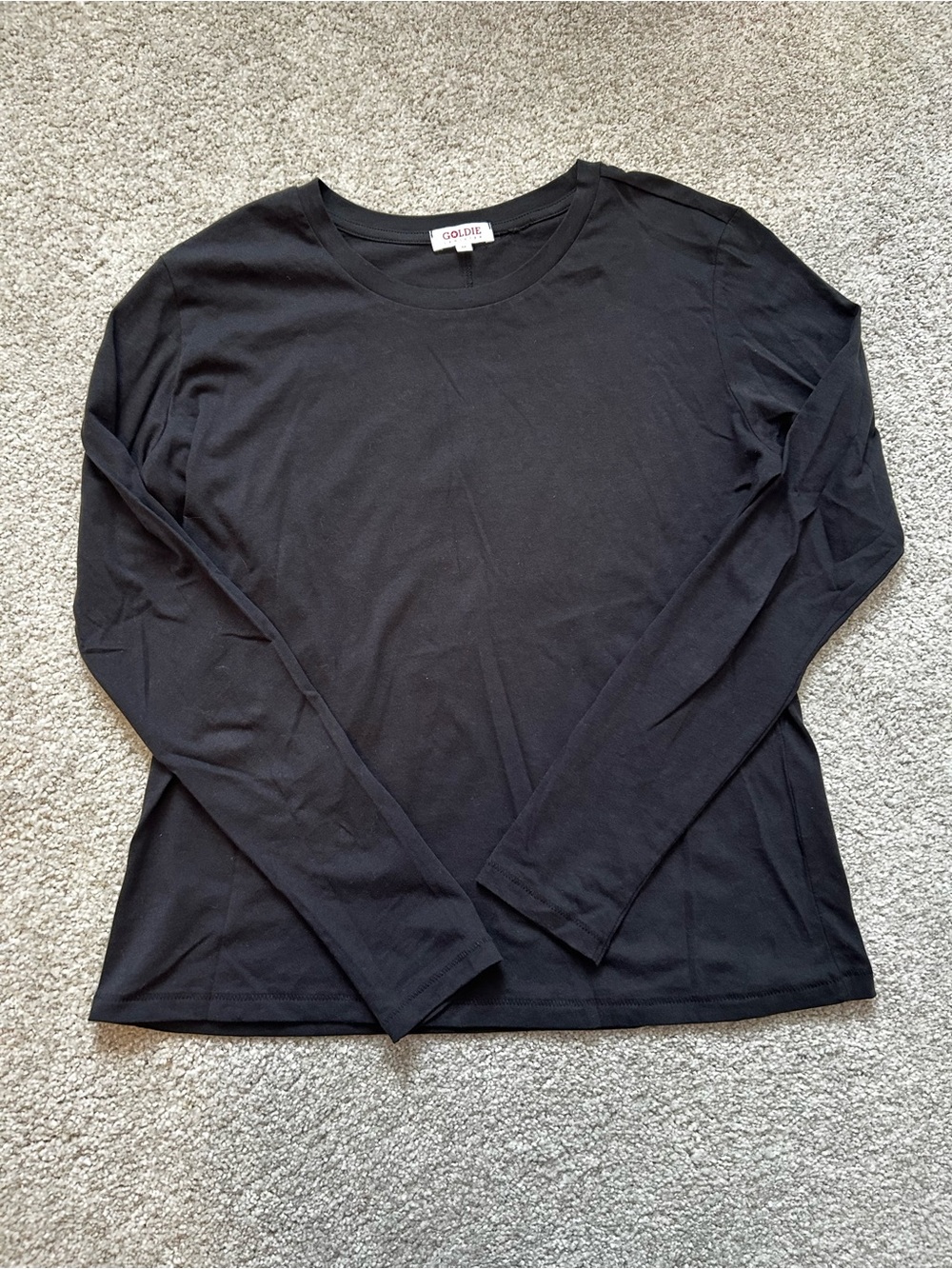 Goldie Women's Black Long-Sleeve Crewneck Top Size Medium Cotton